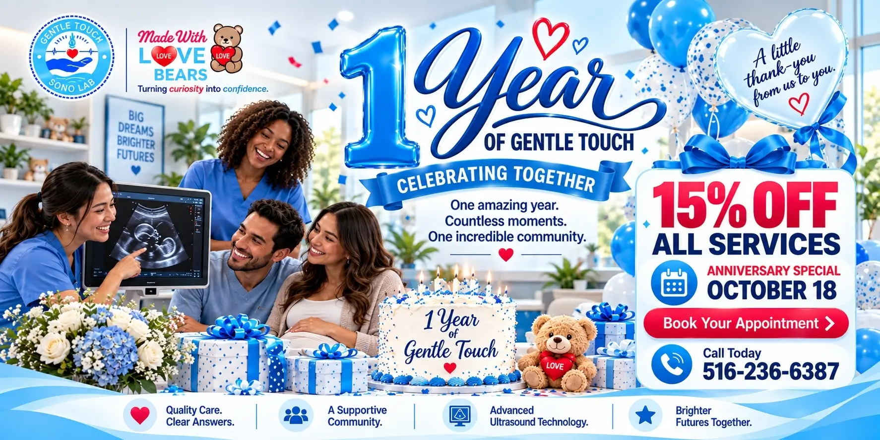 Gentle Touch Sono Lab anniversary special - 15% off all services on October 18